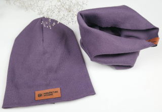 Czapka beanie pojedyncza z kominem - brudny fiolet