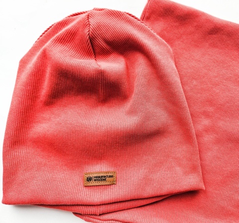 Czapka beanie z prążka z kominem - różne kolory