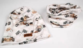 Welurowy zestaw z kominem/ chustą: Wyścigówki