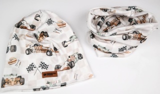 Welurowy zestaw z kominem/ chustą: Wyścigówki