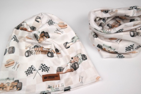 Welurowy zestaw z kominem/ chustą: Wyścigówki