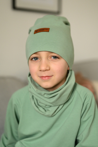 Zestaw: czapka "beanie" z kominem - szafirowy niebieski