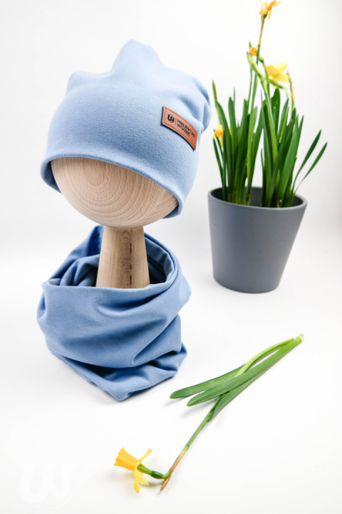 Zestaw: czapka "beanie" z kominem - szafirowy niebieski Zestaw: czapka "beanie" z kominem - szafirowy niebieski