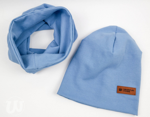 Zestaw: czapka "beanie" z kominem - szafirowy niebieski Zestaw: czapka "beanie" z kominem - szafirowy niebieski