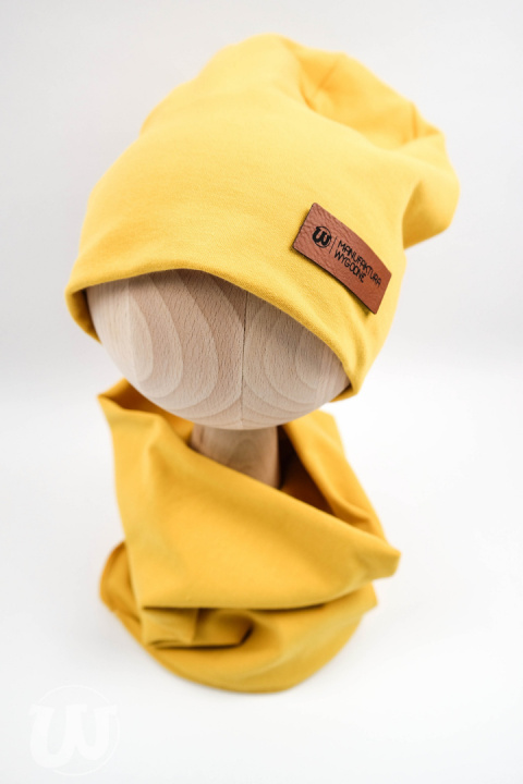 Zestaw: czapka "beanie" z kominem - szafirowy niebieski Zestaw: czapka "beanie" z kominem - szafirowy niebieski