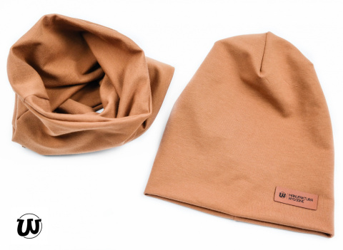 Zestaw: czapka "beanie" z kominem - szafirowy niebieski Zestaw: czapka "beanie" z kominem - szafirowy niebieski