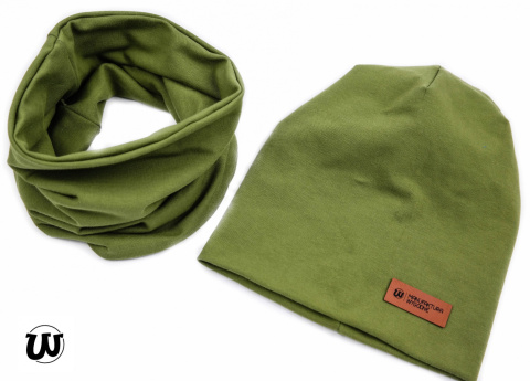 Zestaw: czapka "beanie" z kominem - szafirowy niebieski Zestaw: czapka "beanie" z kominem - szafirowy niebieski