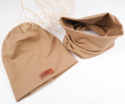 Zestaw: czapka "beanie" z kominem - szafirowy niebieski Zestaw: czapka "beanie" z kominem - szafirowy niebieski