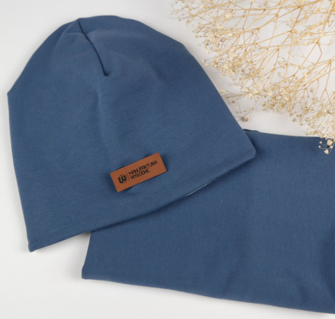Zestaw: czapka "beanie" z kominem - szafirowy niebieski Zestaw: czapka "beanie" z kominem - szafirowy niebieski