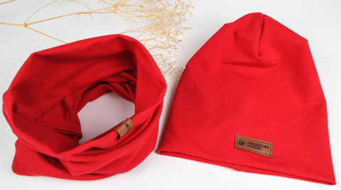 Zestaw: czapka "beanie" z kominem - szafirowy niebieski Zestaw: czapka "beanie" z kominem - szafirowy niebieski